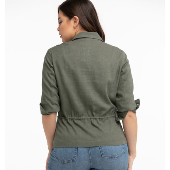Ricki’s Button Front Military Jacket - Army Green - Picture 3 of 4